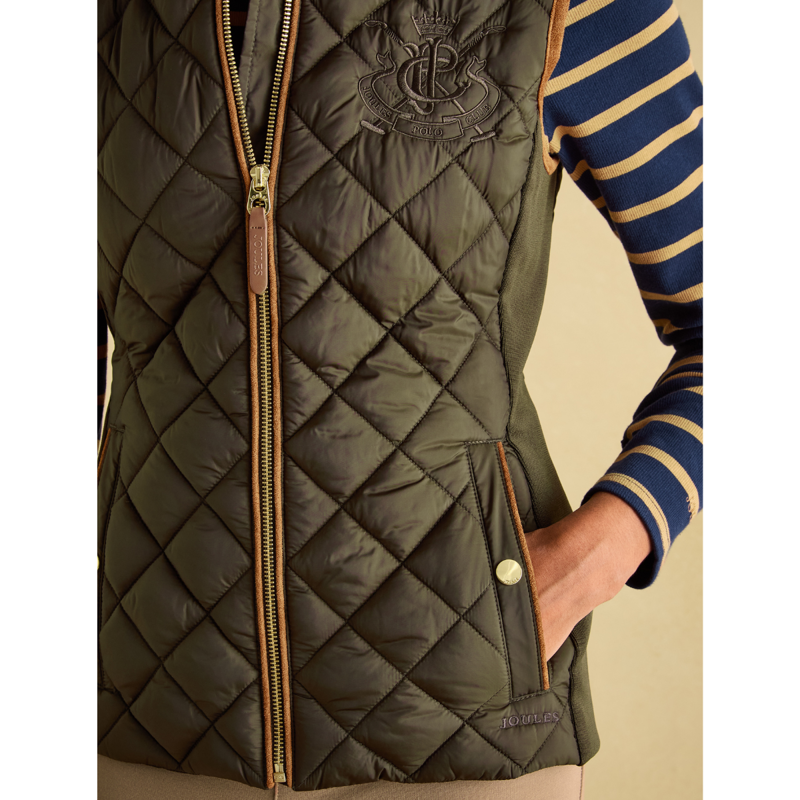 Joules Ladies Braemar Luxe Showerproof Diamond Quilted Gilet - Green-4