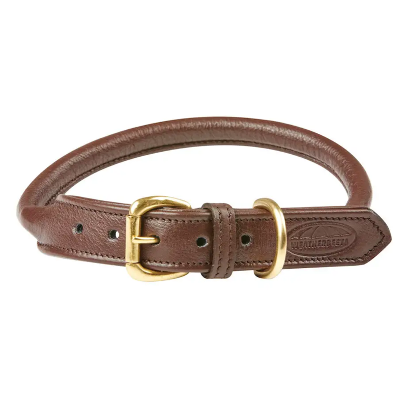 WeatherBeeta Rolled Leather Dog Collar - Brown