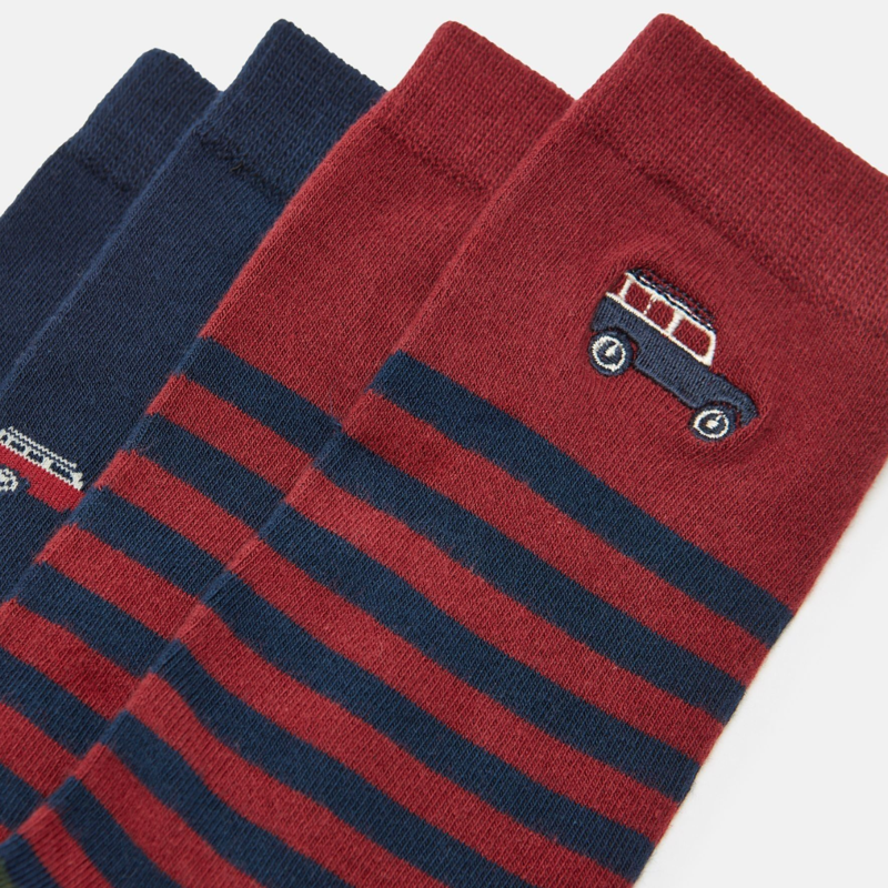 Joules Men's Kingsbury 2 Pack Socks - Red 4x4-2
