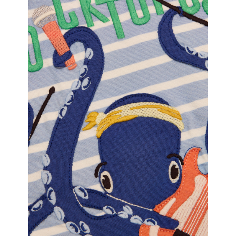 Joules Archie Rocktopus Print Short Sleeve T-Shirt - Blue Stripe-4