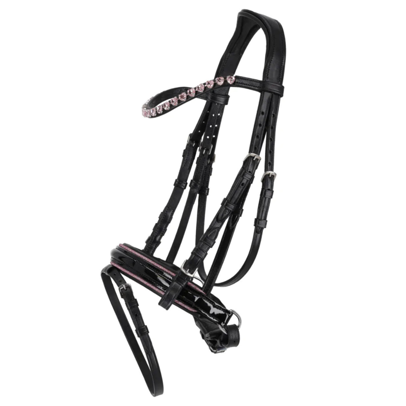 QHP Bixie Bridle - Black/Pink