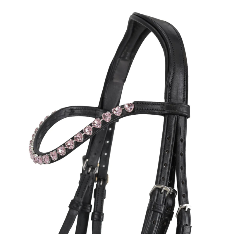 QHP Bixie Bridle - Black/Pink-1