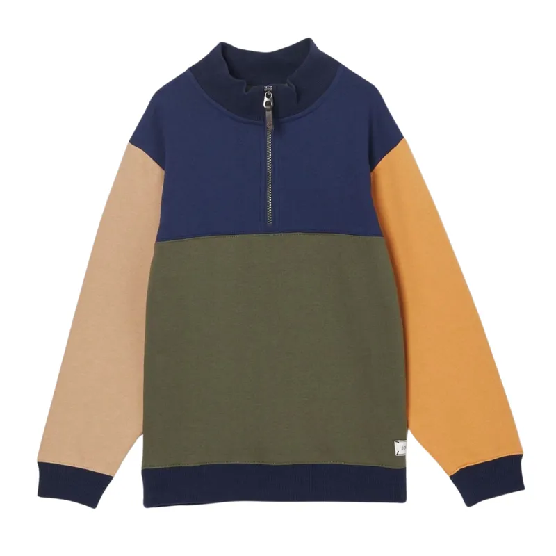 Joules Boys' Elliot Quarter Zip Sweatshirt - Multi Colourblock