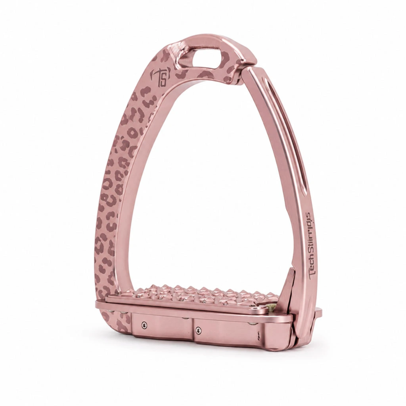 Tech Venice Sloped Evo Safety Stirrups - Rose Gold Leopard