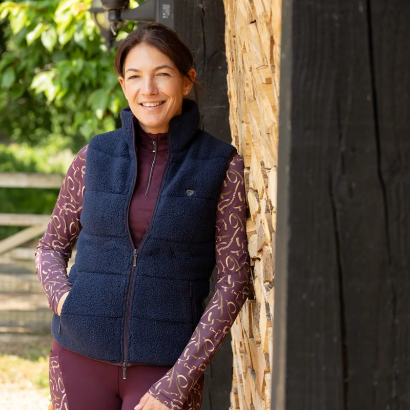 Hy Equestrian Elevate Heritage Teddy Fleece Gilet - Navy-1
