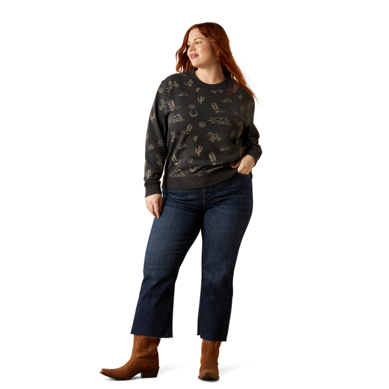 Ariat Women's Essential Crew Sweatshirt - Black Heather-5