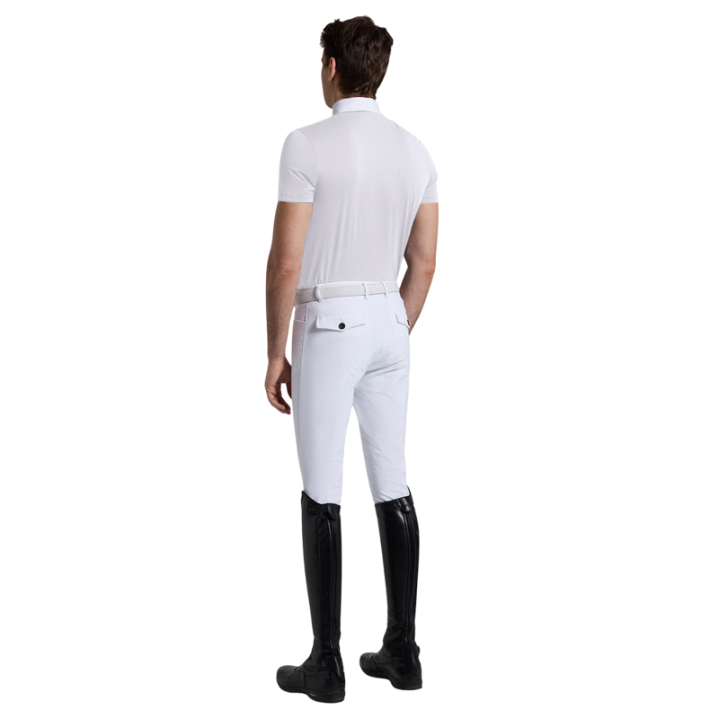 Cavalleria Toscana Men's Jersey SS Zip Competition Shirt - White-1