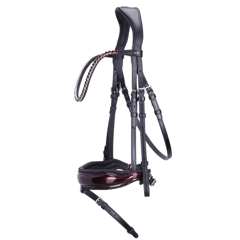 Schockemohle SP Luxury Dressage Bridle - Black/Wine/Silver-1