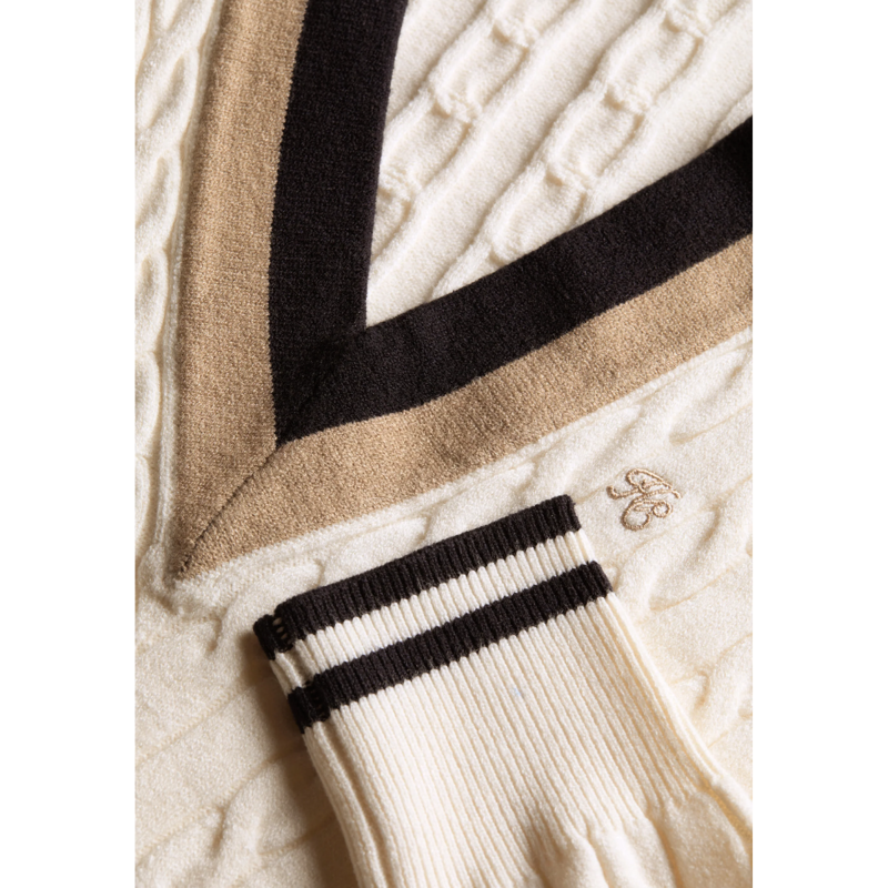 Holland Cooper Melissa V Neck Knit - Natural-5