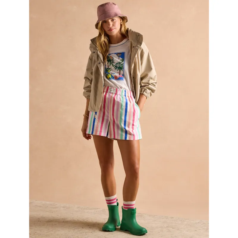 Joules Ladies Amara Pull-On Cotton Shorts - Multi Stripe-4