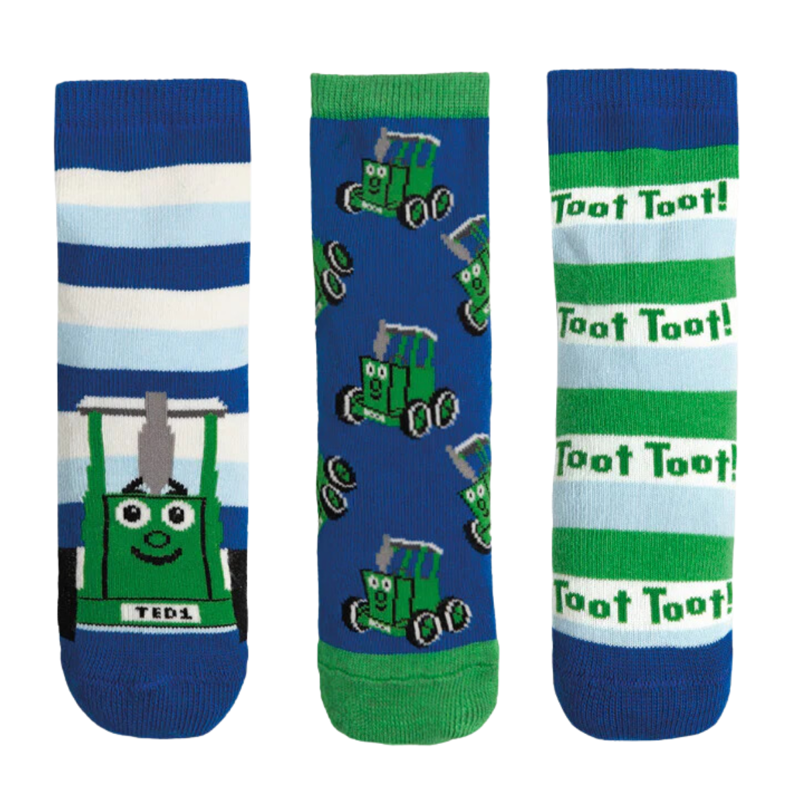 Tractor Ted Children's 3 Pack Box of Socks - Blue-1
