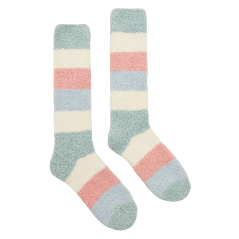 Joules Ladies Fluffy Socks - Pastel Stripe