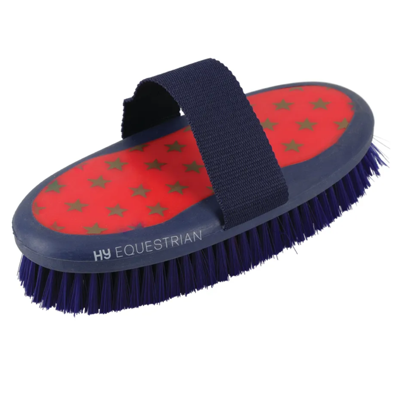 Hy Equestrian ProGroom Star Easy Grip Body Brush - Navy/Red
