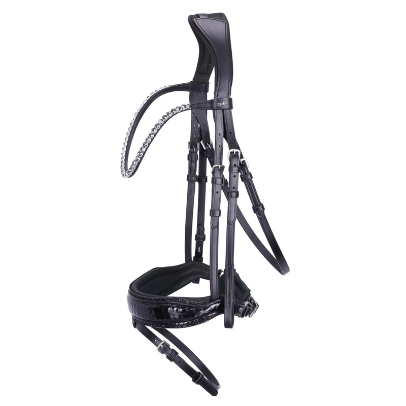 Schockemohle SP Luxury Dressage Bridle - Black/Croco/Silver-1