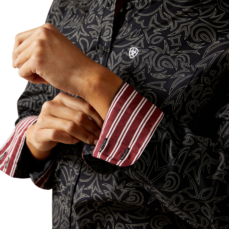 Ariat Women's Kirby Stretch Shirt - Black Boot Stitch-5