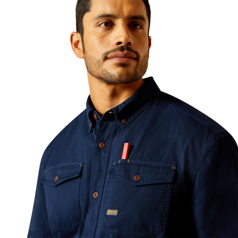 Ariat Men's Rebar Washed Twill Work Shirt - Navy-2