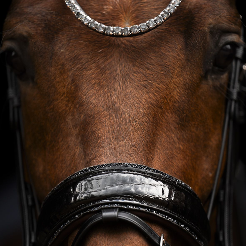 Schockemohle SP Luxury Dressage Bridle - Black/Croco/Silver-2