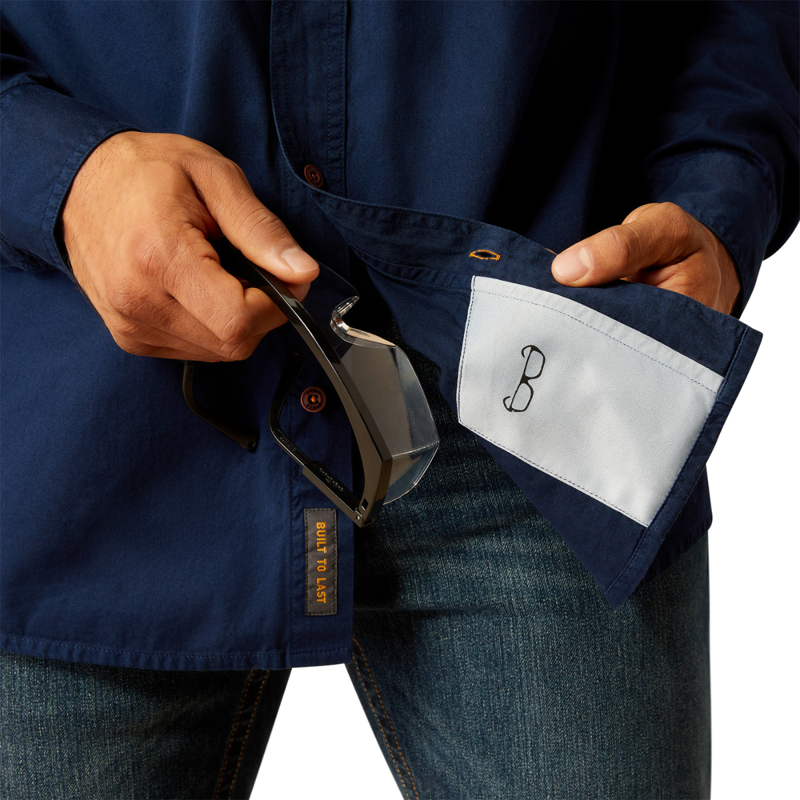 Ariat Men's Rebar Washed Twill Work Shirt - Navy-3