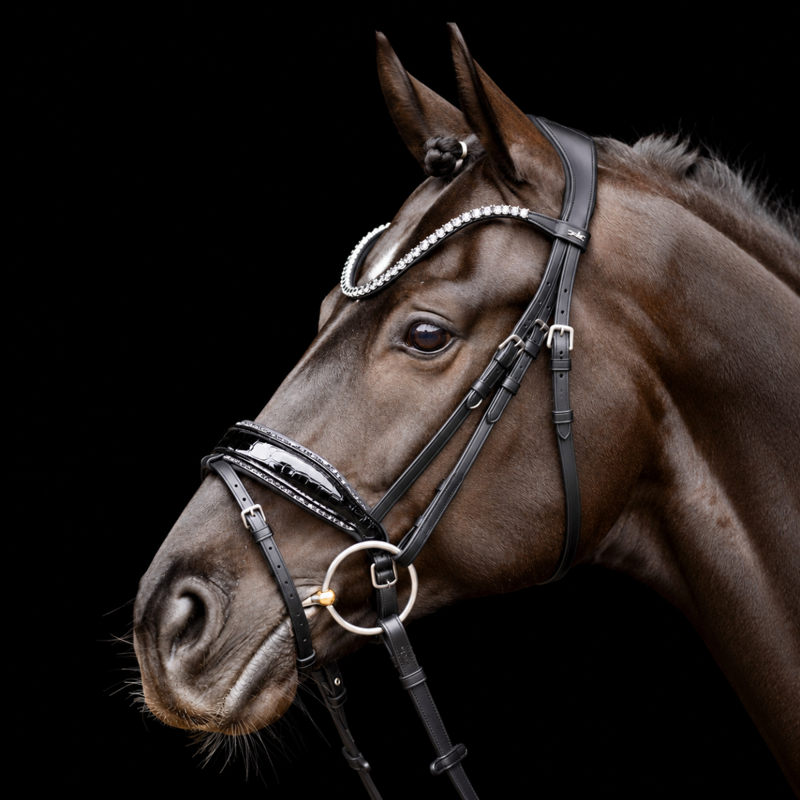 Schockemohle SP Luxury Dressage Bridle - Black/Croco/Silver