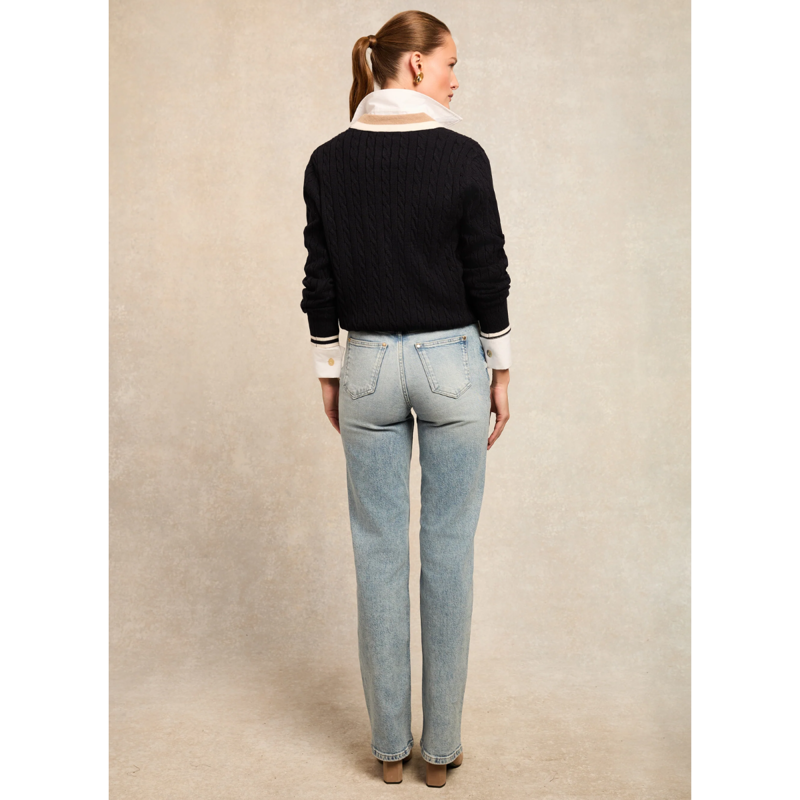 Holland Cooper Melissa V Neck Knit - Ink Navy-3