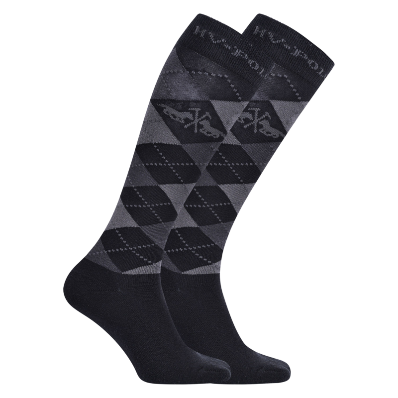 HV Polo Ladies Argyle Socks - Black/Light Grey