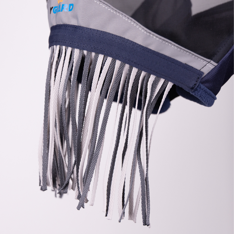Shires Fine Mesh Fly Mask with Ears and Nose Fringe - Navy-3