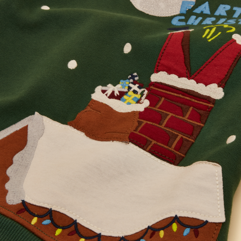 Joules Kids' Hudson Sweatshirt - Green Santa-3