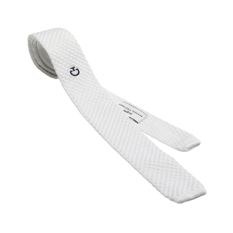 Cavalleria Toscana Men's Tricot Tie with Tie Pin - White