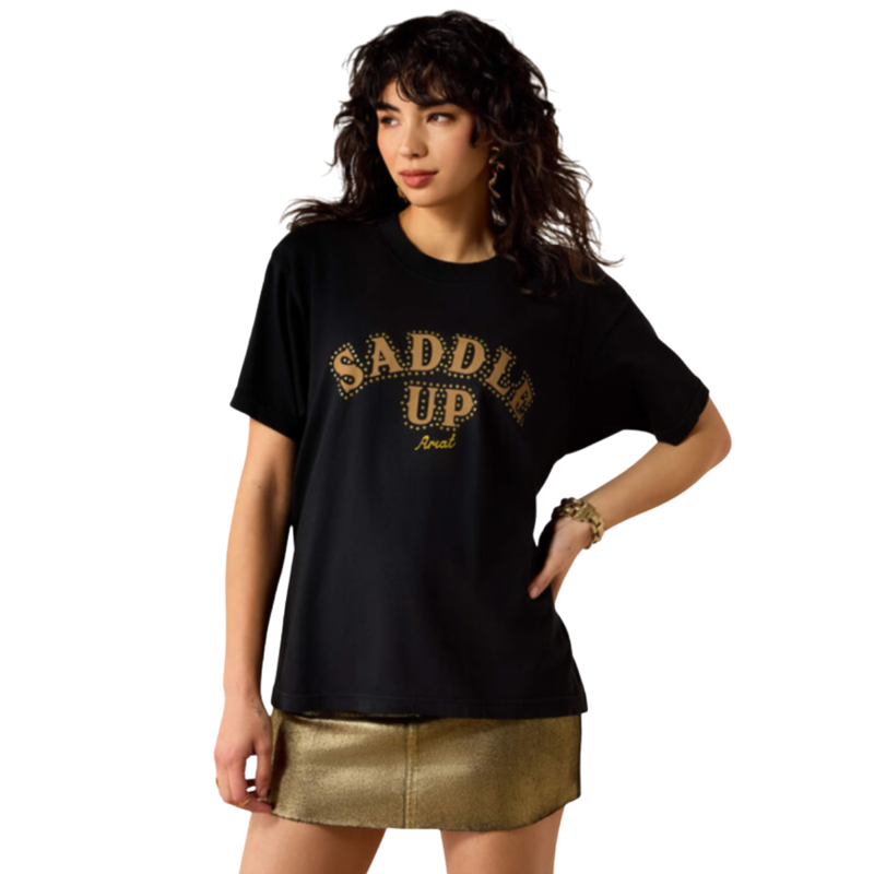 Ariat Women's Saddle Boyfriend T-Shirt - Pigment Black