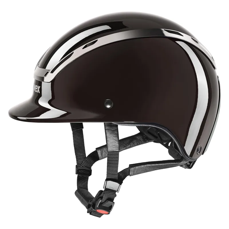 Uvex Exxeed Shiny Chrome Riding Hat - Mocca Glossy