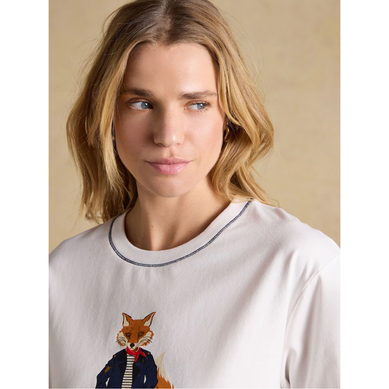 Joules Ladies Graphic Tee Jonty T-Shirt - White-4