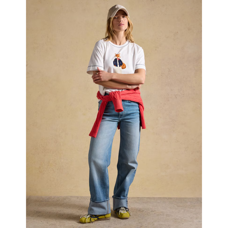 Joules Ladies Graphic Tee Jonty T-Shirt - White-3