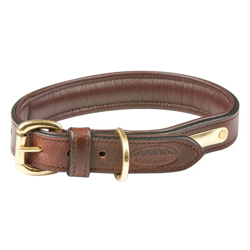 WeatherBeeta Padded Leather Dog Collar - Brown