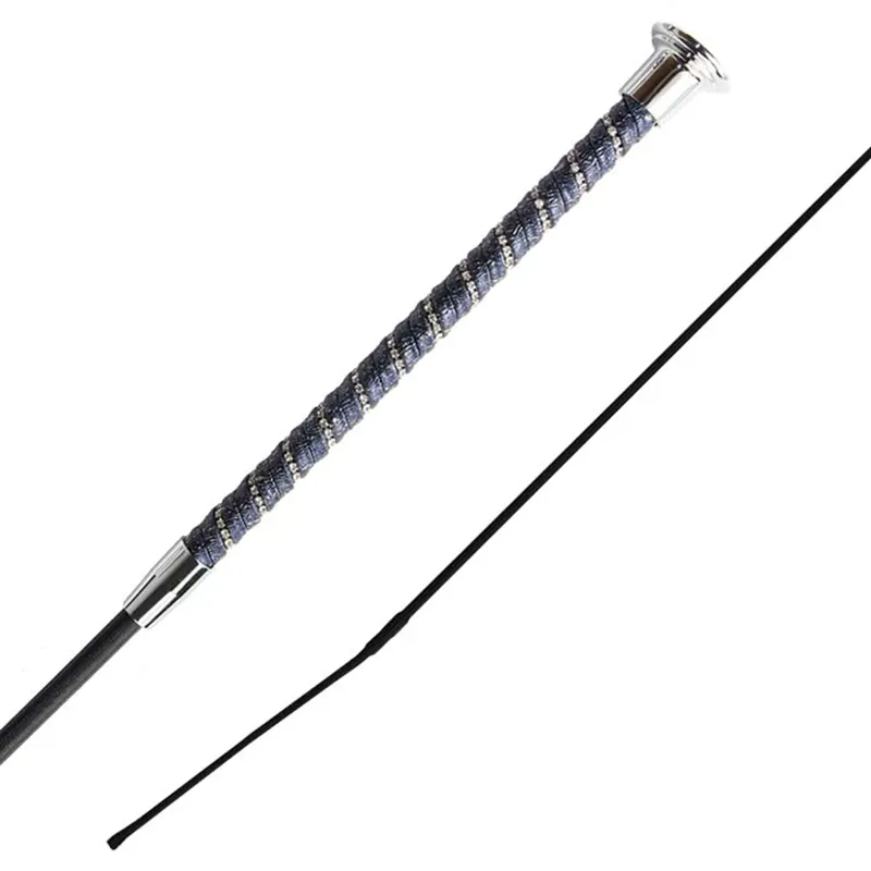 Woof Wear Twisted Dressage Whip - Navy/Silver