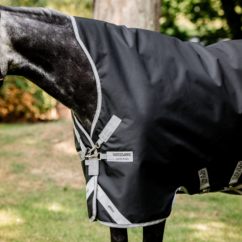 Horseware Amigo Bravo 12 Wug 250g Turnout Rug - Black/Titanium Grey Silver-6