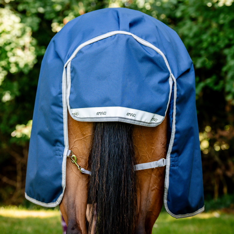 Horseware Amigo Bravo 12 Wug 250g Turnout Rug - Navy/Titanium Grey Silver-6