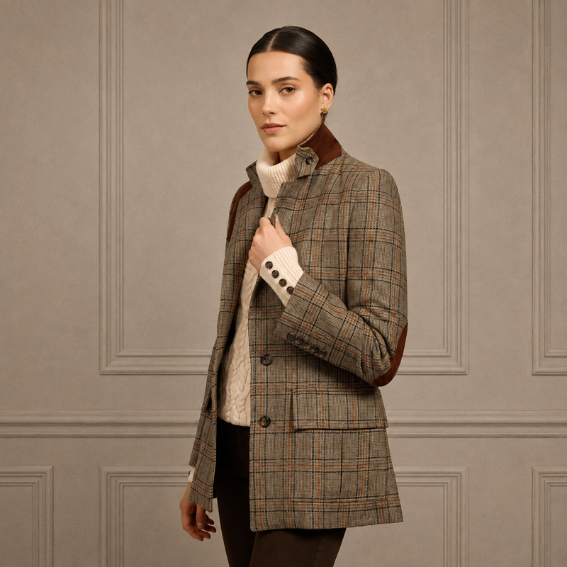 Holland Cooper Single Breasted Field Blazer - Bourbon Tweed