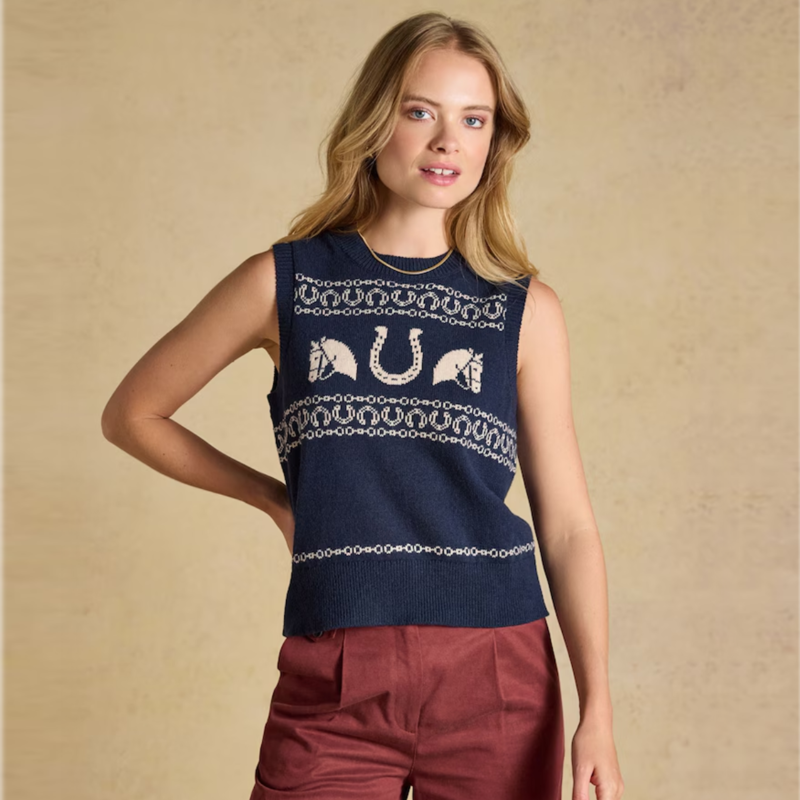 Joules Ladies Horse Icon Knit Vest - Navy