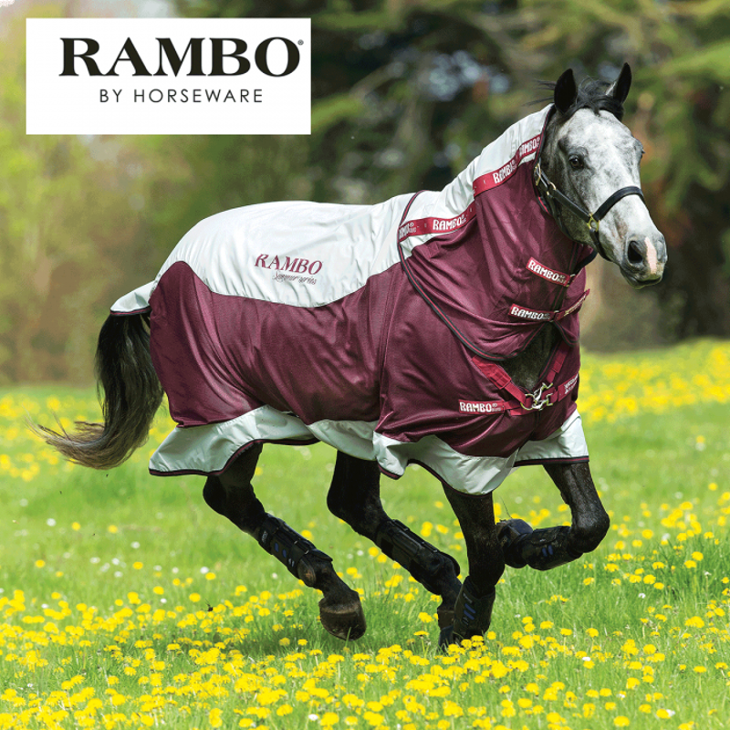 Rambo Summer Series Turnout - Grey/Burgundy -2