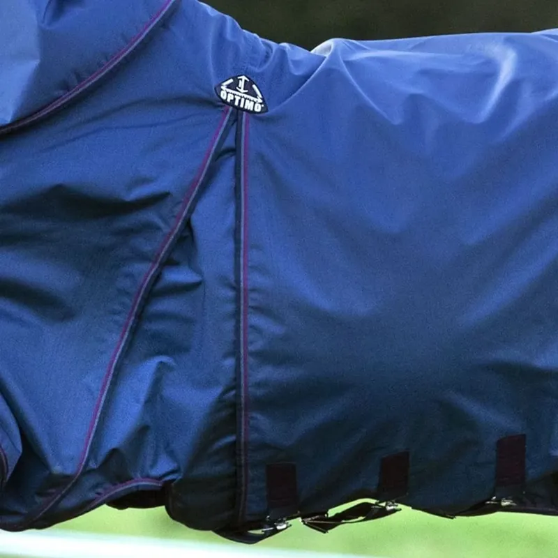 Horseware Rambo Optimo Plus Light 0g Turnout with 150g Neck Cover and 200g Liner - Navy/Burgundy/Teal/Navy-2