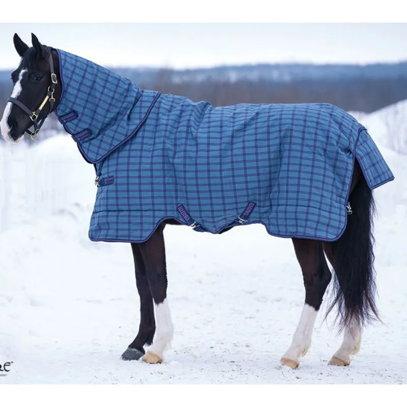 Rhino Plus Mediumweight Turnout Rug 200g - Charcoal/Light Purple Check