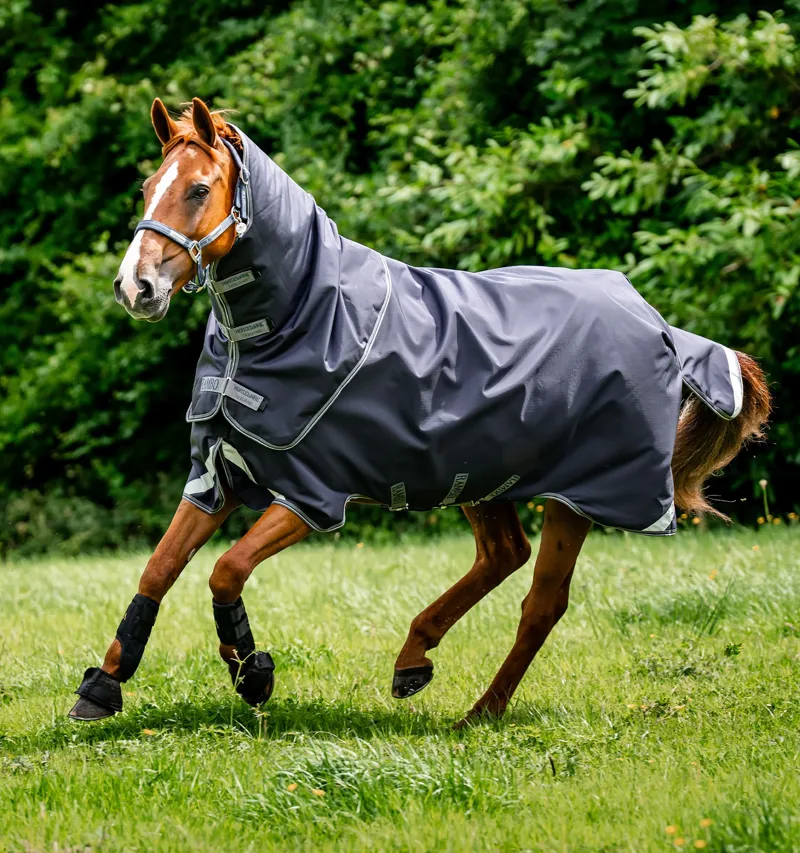 Horseware Rambo Duo Ripstop Plus 100g Turnout Bundle + 100g + 200g Liners - Navy/Thunderstorm Grey/Silver-3