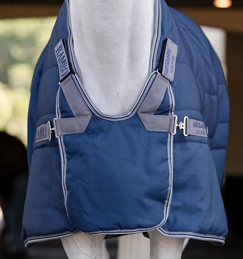 Horseware Rambo Optimo 400g Stable Plus Rug - Navy/Thunderstorm Grey Silver-4