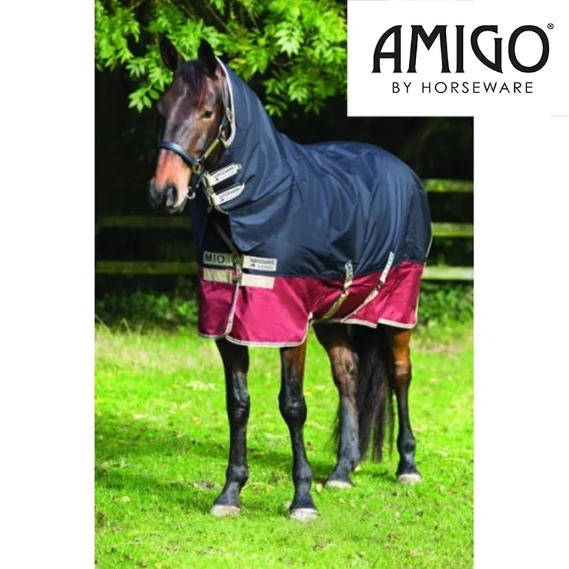 Amigo Mio One Piece Mediumweight Turnout Rug 200g - Navy/Burgundy