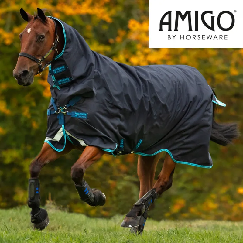 Amigo Bravo 12 All-In-One Lite Turnout Rug - Navy/Electric Blue/Navy