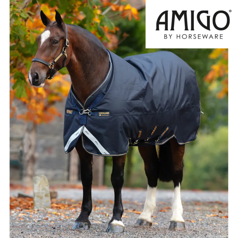 Amigo Bravo 12 XL Original Mediumweight Turnout Rug - Navy/Navy/Gold