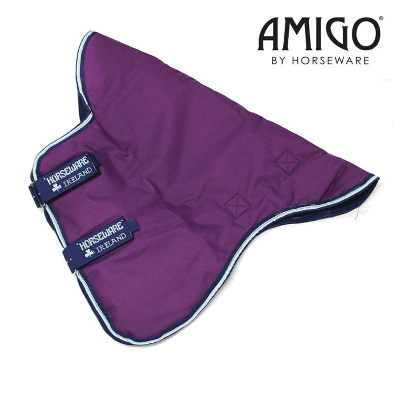 Horseware Amigo Bravo 12 Mediumweight Turnout Hood - 150g - Purple/Navy/Aqua-1