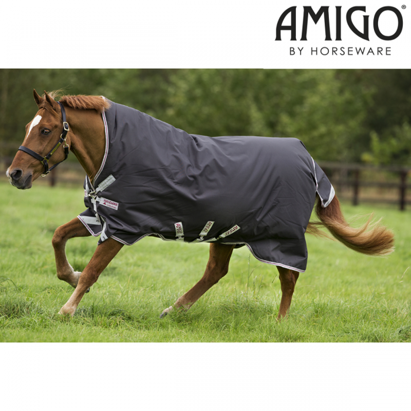 Horseware Amigo Bravo 12 Wug Heavy Turnout Rug - Excalibur/Silver/Red