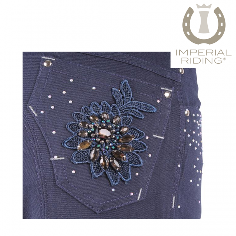 Imperial Riding Anais Silicone Knee Patch Breeches - Denim Rinse-2