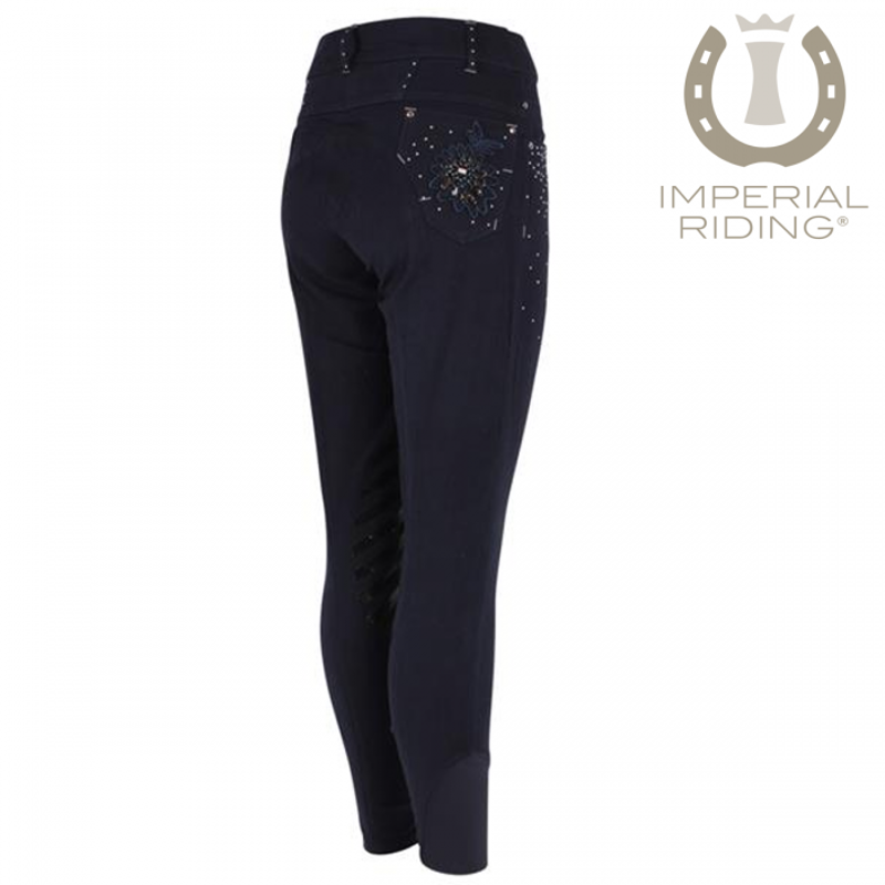 Imperial Riding Anais Silicone Knee Patch Breeches - Denim Rinse-1